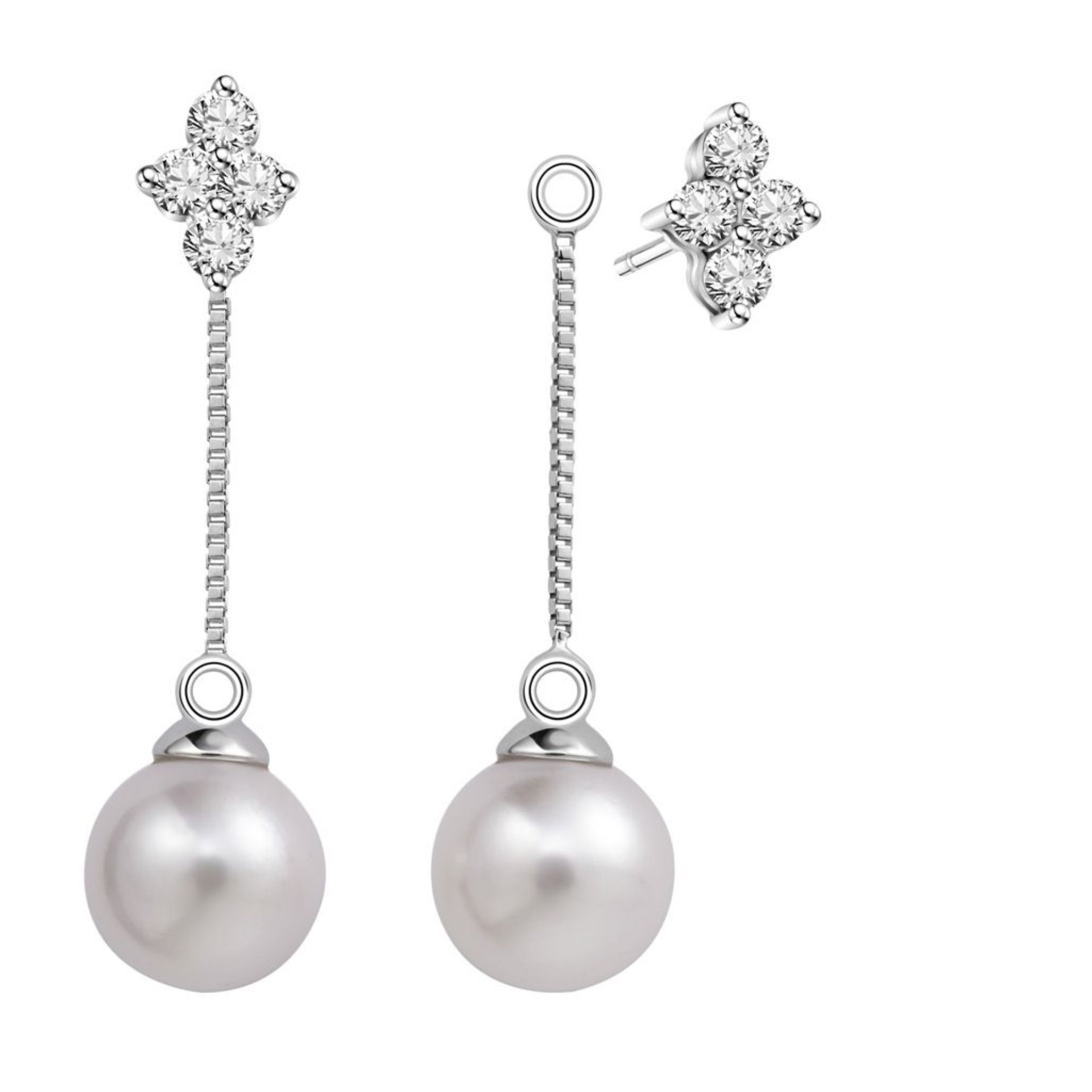 Lee Hwa Jewellery Nacre White Gold Earrings with Pearl and Diamond